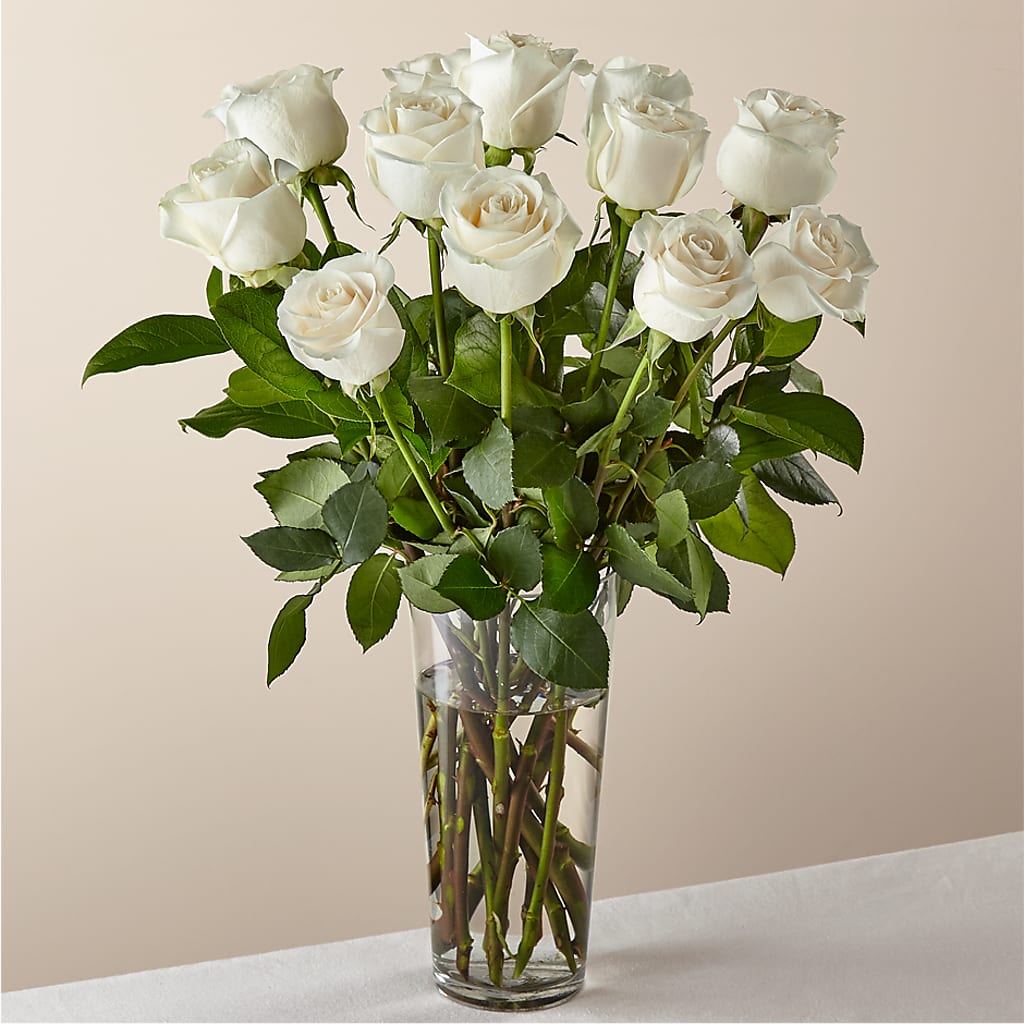 Long Stem White Rose Bouquet – Calumet Florist, Calumet City IL