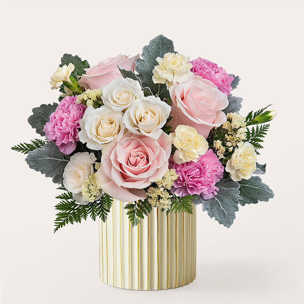 Blissful Moments Bouquet with Ivory Vase – Calumet Florist, Calumet City IL