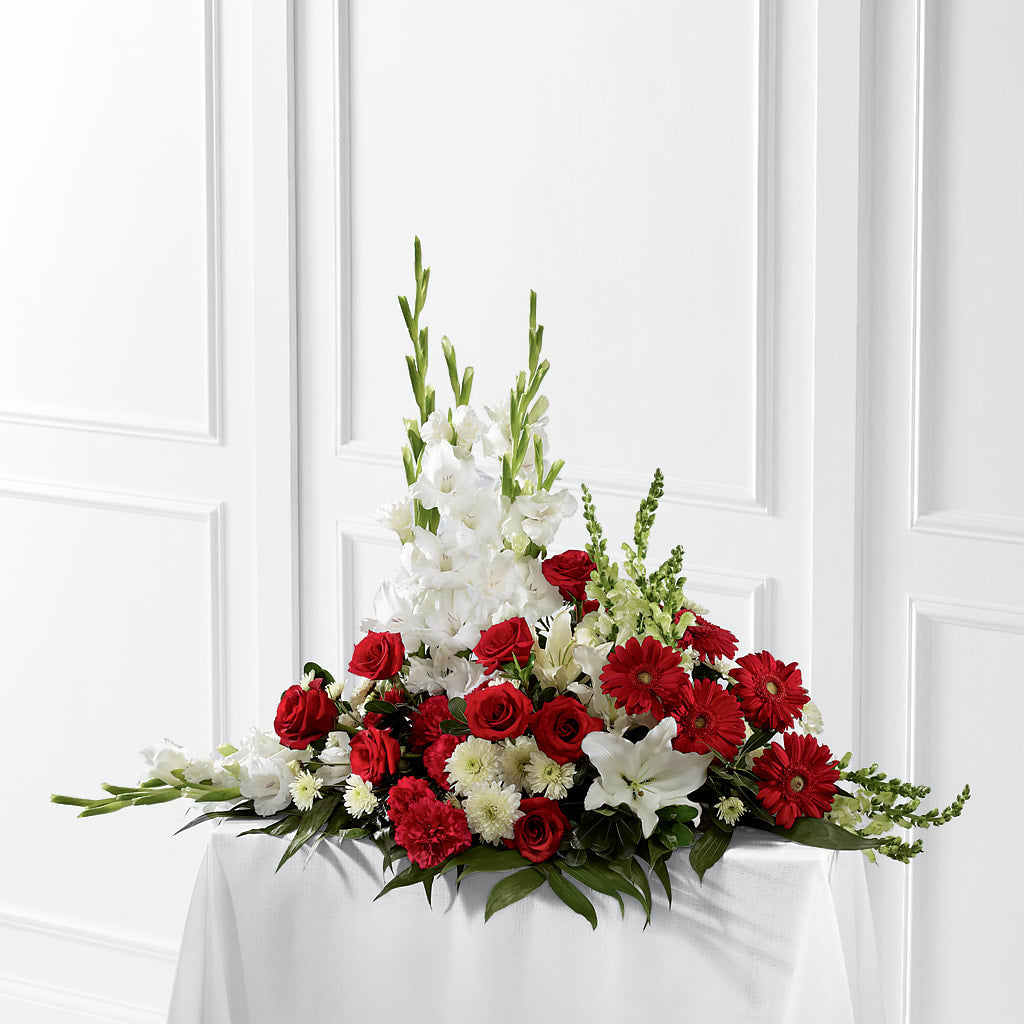 Crimson & White Arrangement – Calumet Florist, Calumet City IL