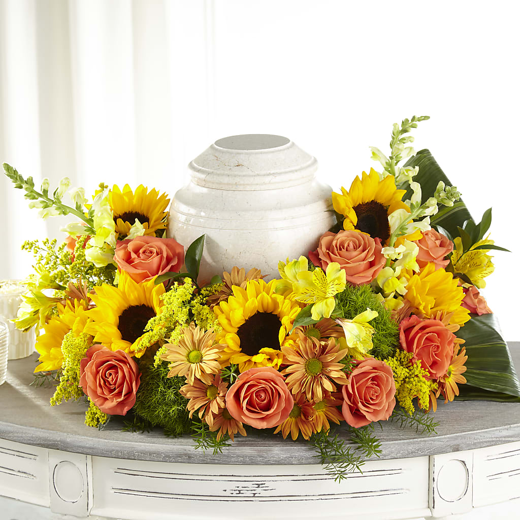 Faithful Sunflower Cremation Adornment – Calumet Florist, Calumet City IL