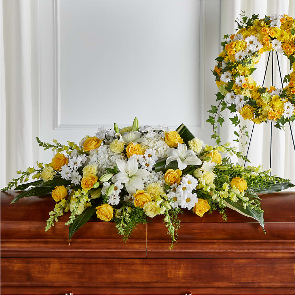 Golden Harmony Casket Spray – Calumet Florist, Calumet City IL