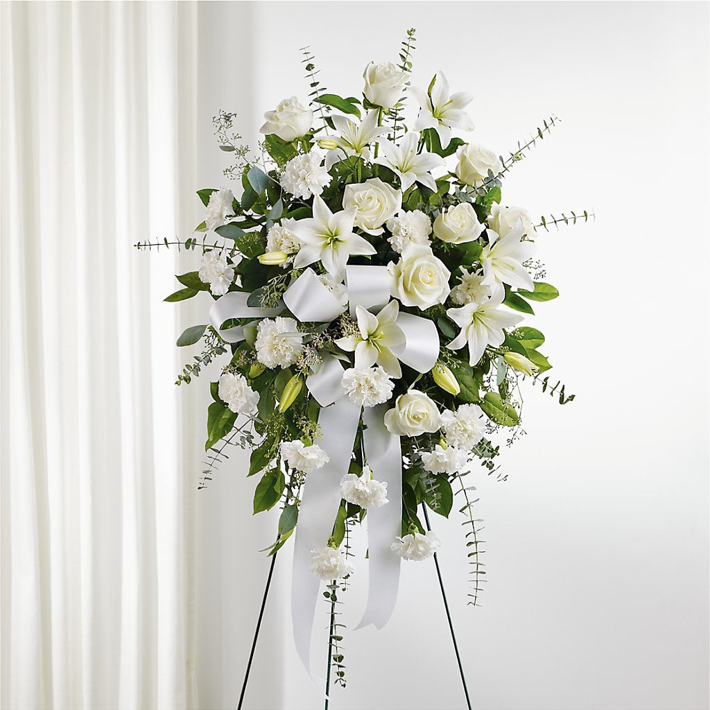With Care Standing Spray – Calumet Florist, Calumet City IL