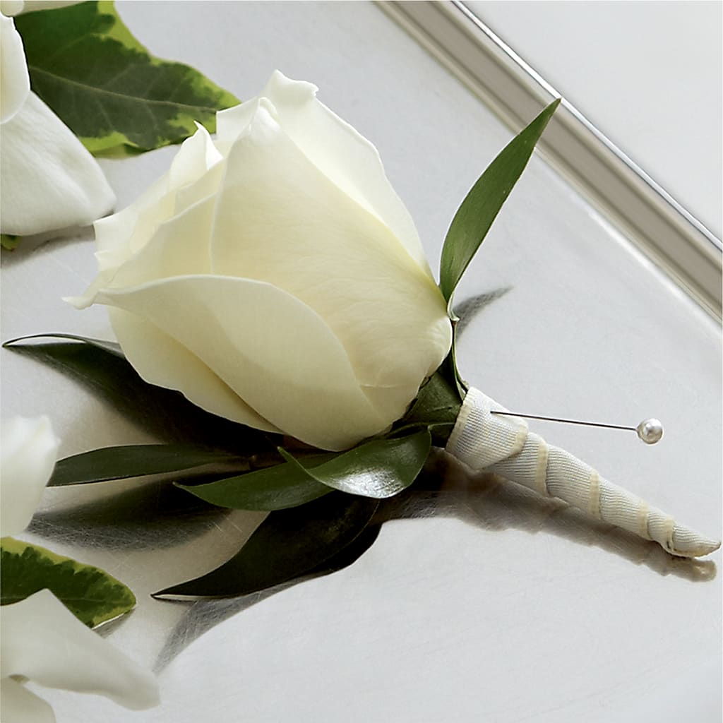 White Rose Boutonniere – Calumet Florist, Calumet City IL