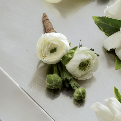 White Ranunculus Boutonniere –  Calumet Florist, Calumet City IL