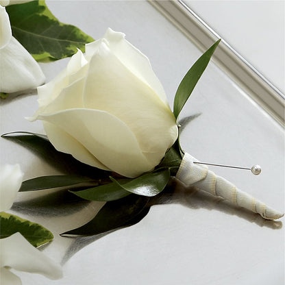 White Rose Boutonniere –  Calumet Florist, Calumet City IL